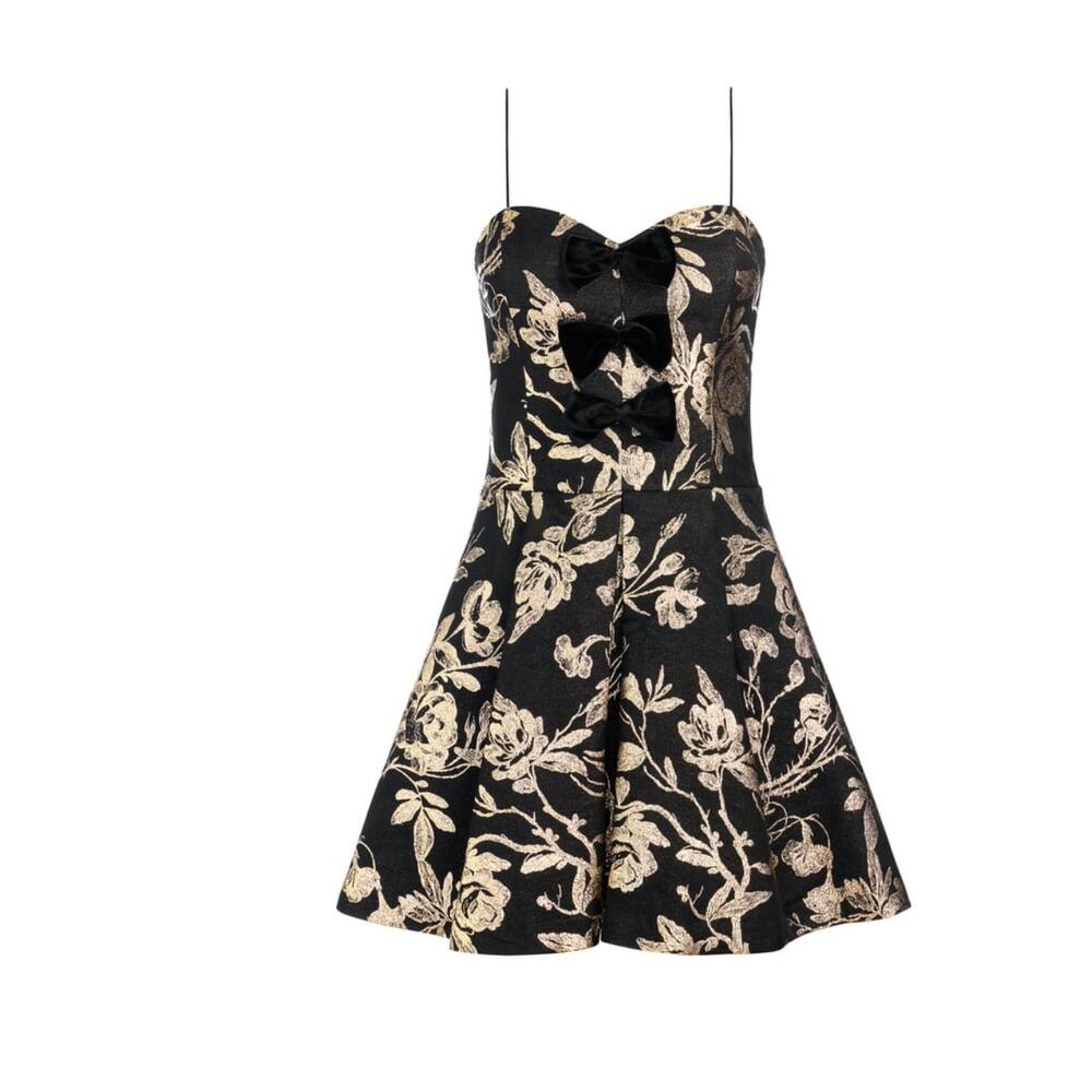 NEW ALICE + OLIVIA daniela bow front mini dress in black - Picture 6 of 6
